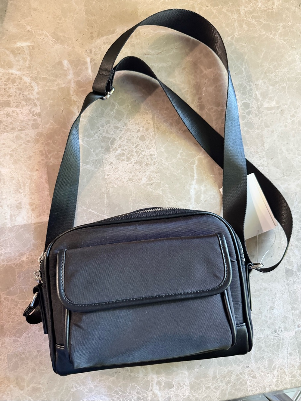 NWT H&M Black Nylon Crossbody Bag Minimalist Utility Shoulder Bag